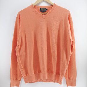 Pendleton Orange Mens V Neck Knit‎ Pullover Sweater Size Medium